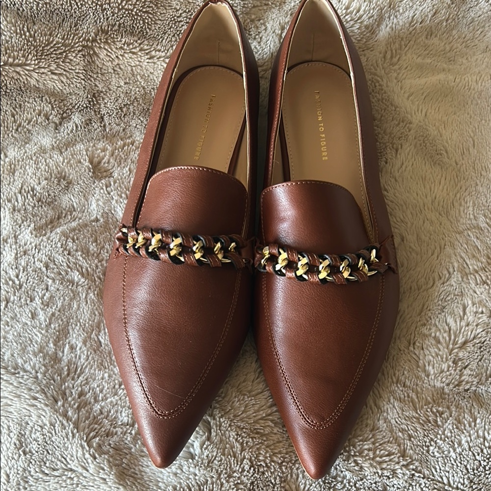 Brown Loafers with Chain Detail